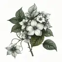 hydrangea flower intertwined tattoo design idea