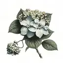 hydrangea flower intertwined tattoo design idea