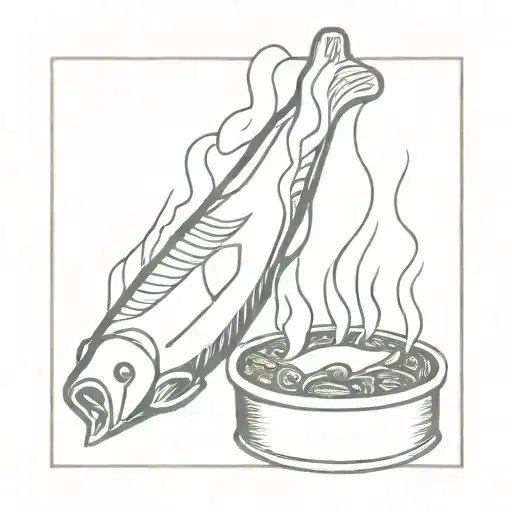 tinned sardines in oil on fire tattoo design idea