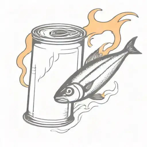 tinned sardines on fire  tattoo design idea
