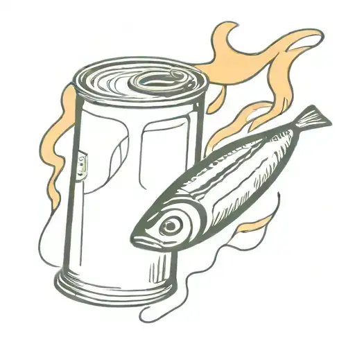tinned sardines on fire in a can tattoo design idea