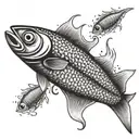 tinned sardines on fire  tattoo design idea