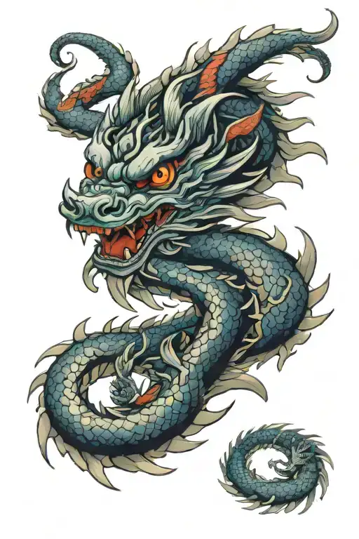 twisted dragon, wrapped around  tattoo design idea
