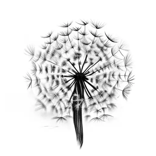 Small Dandelion with roots attached at the bottom tattoo design idea