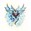Blue-eyed white dragon  tattoo design idea