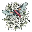 roses lilies dragonfly tattoo design idea