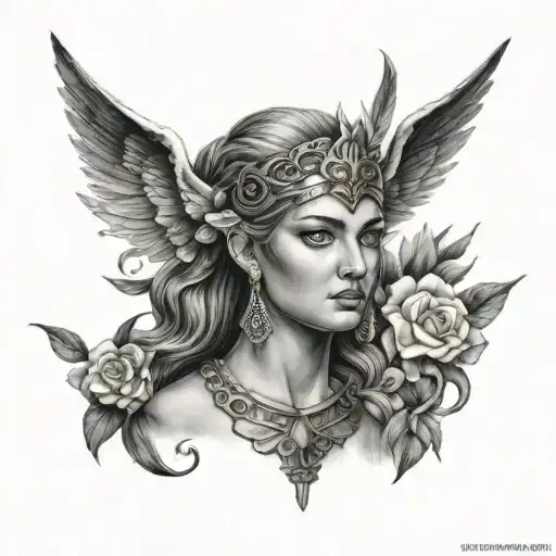 artemis greek goddess tattoo design idea
