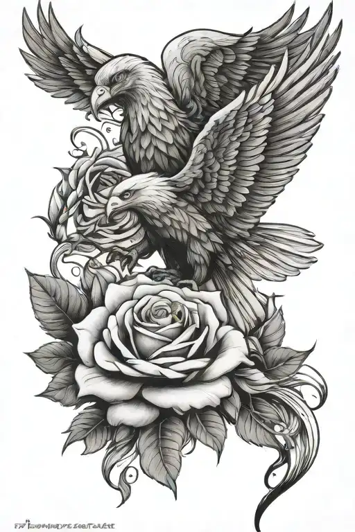 filipino stars with rose and eagle soaring tattoo design idea
