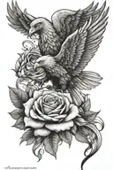 filipino stars with rose and eagle soaring tattoo design idea