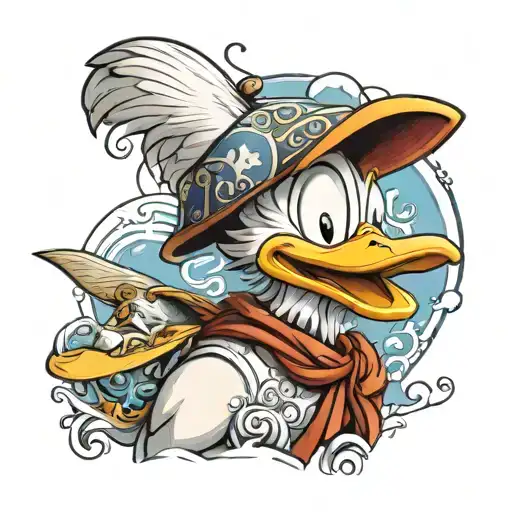 greek art with donald duck tattoo design idea
