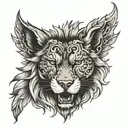 half wolf and half lion head tattoo design idea