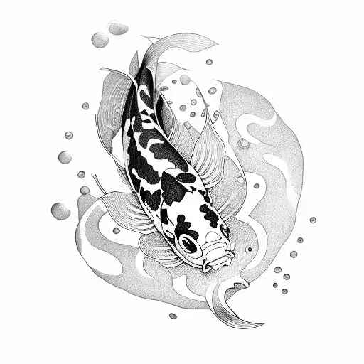 Koi Fish with San paguita flowers tattoo design idea