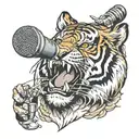 tiger and a microphone tattoo design idea