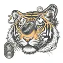tiger and a microphone tattoo design idea