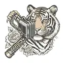 tiger and a microphone tattoo design idea