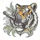 tiger and a microphone tattoo design idea