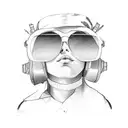 beach sunset reflection on sunglasses tattoo design idea