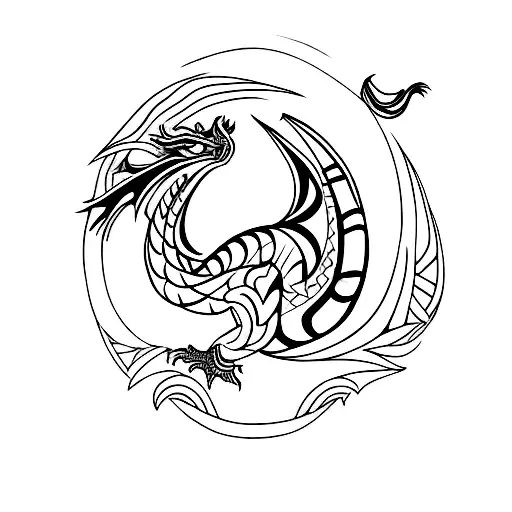 tribal dragon tattoo design idea