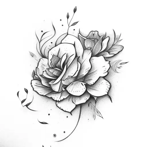 Exquisite floral arrangement incorporating the date tattoo design idea