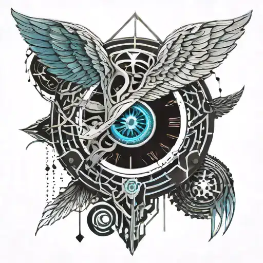 seraph angel with an eye tattoo design idea