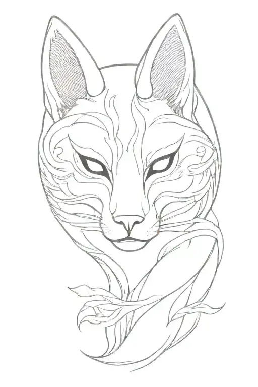 kitsune mask small under tori gate tattoo design idea