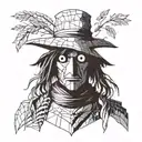 studio gibli scarecrow from howls moving castle, for upper arm. I want it to be a geometric tattoo  tattoo design idea