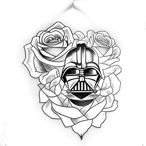 darth vader con rosas tattoo design idea