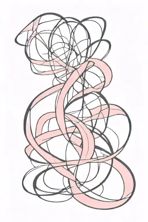 line sigilism tattoo black with pink ribbons tattoo design idea