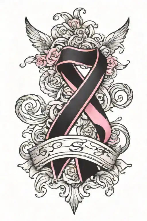 sigilism tattoo black with pink ribbons tattoo design idea
