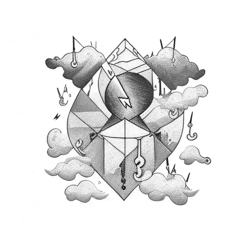 thunderstorms striking lightning love stars on collar bone tattoo design idea