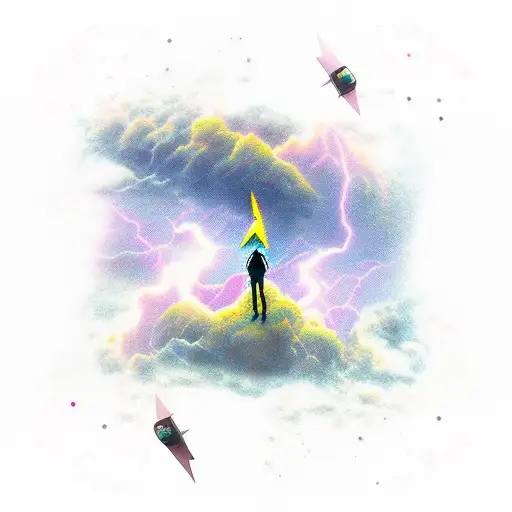 thunderstorms striking lightning love stars tattoo design idea