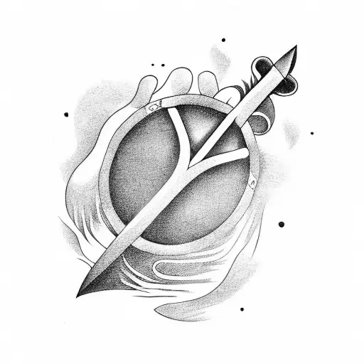 FRYING PAN AND AN ELVEN ARROW, BOTH FROM LORD OF THE RINGS tattoo design idea