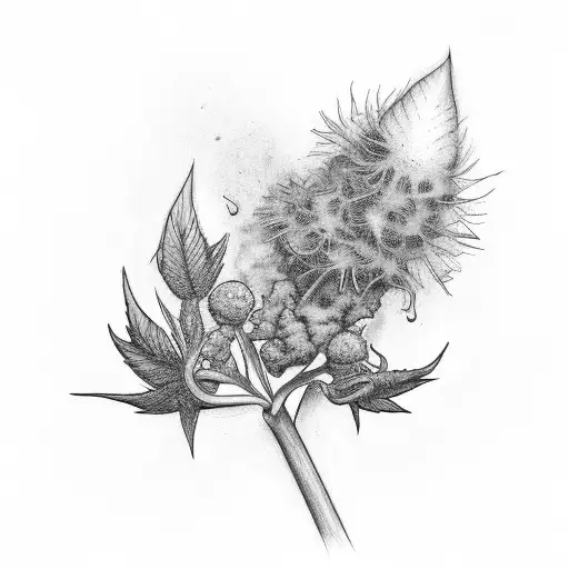 a weed plant smoking a human tattoo design idea