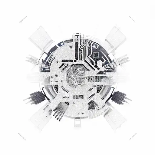 cyber punk implants, health monitors, pipes, exoskeletons. full body  tattoo design idea