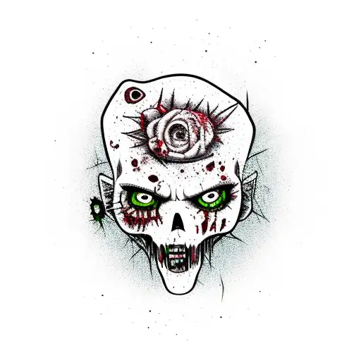 Punkrock cartoon zombie tattoo design idea