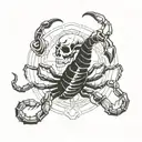 scorpion with skull face and scorpio zodiac sign tattoo design idea