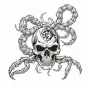 scorpion with skull face and scorpio zodiac sign tattoo design idea