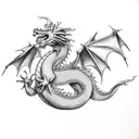 dragon guarding heart with a tree tattoo design idea