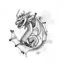 dragon guarding heart with a tree tattoo design idea
