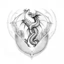 dragon guarding heart with a tree tattoo design idea