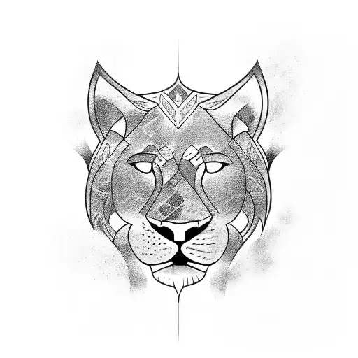 cub to lion reflection through water tattoo design idea