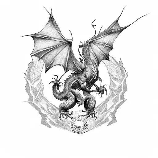 Design a tattoo of a dragon holding a gaming controller tattoo design idea