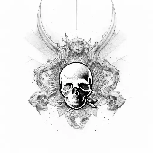 skull animal angle deadly horrifying  tattoo design idea