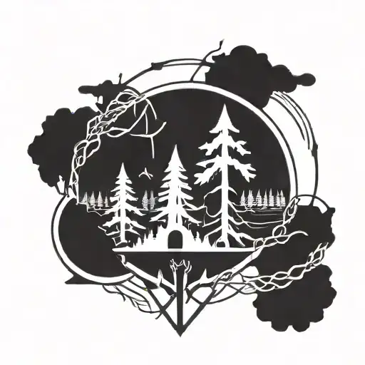 nordic, runes , trees, rave scene tattoo design idea