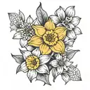 a daffodil and daisy flower tattoo design idea
