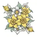 a daffodil and daisy flower tattoo design idea