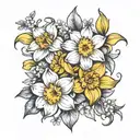 a daffodil and daisy flower tattoo design idea