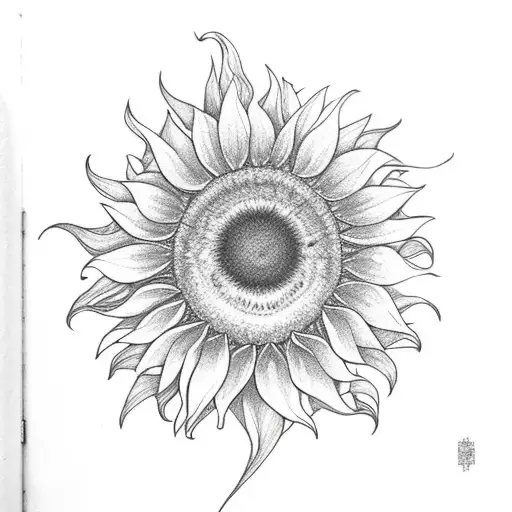 goldfish in front of sunflower tattoo design idea