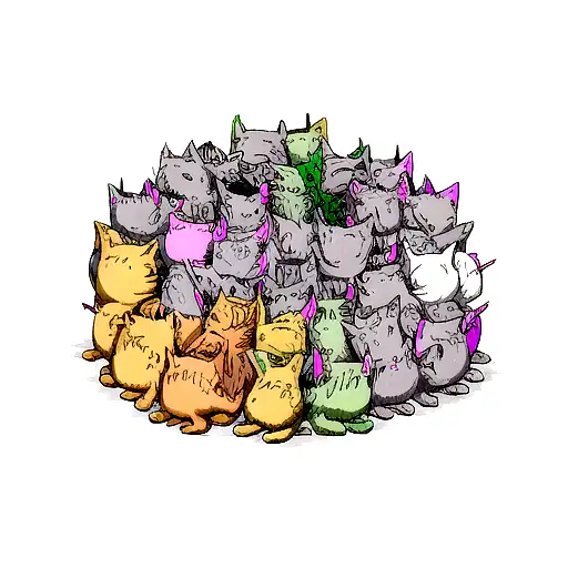 gatos zombies unidos por las tripas  tattoo design idea