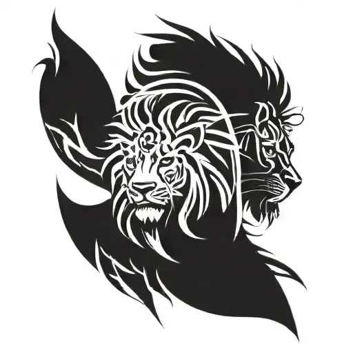 lion father and son tattoo design idea